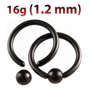 Кольцо 1,2 мм. Чёрное титановое покрытие. BCRTA16