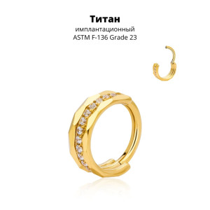 Кольцо сегментное 1,2 мм кликер тройное. Титан, кристаллы. HSEGTA032