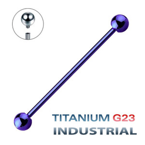 Интернал-штанга индастриал 1,6 мм. Титан, сине-фиолетовое анодирование. IBBINDT14VB