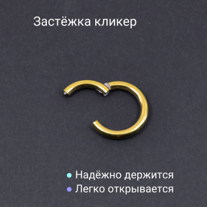 Кольцо сегментное 2,0 мм кликер. Титан, золотое анодирование. HSEGTA12G