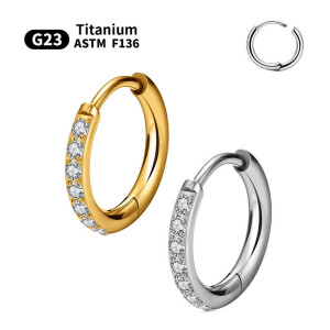 Серьги-кликеры 2 мм. Титан, кристаллы. Пара. SK1676-2