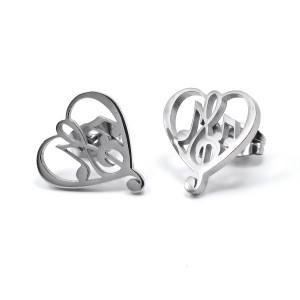 Серьга-гвоздик. Музыкальное сердце. SE3008