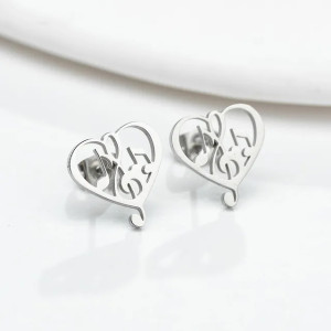 Серьга-гвоздик. Музыкальное сердце. SE3008