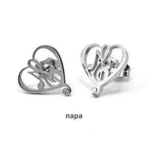 Серьги-гвоздики. Музыкальное сердце. SE3008-2