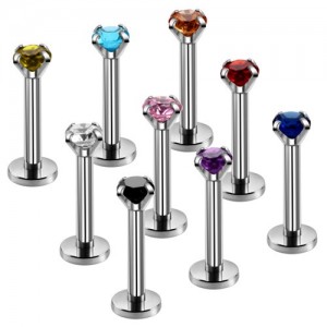 Интернал-лабрета 1,2 мм. Вставка - круглый циркон. IL7345