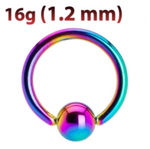 Кольцо 1,2 мм. Радужное титановое покрытие. BCRT16r