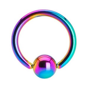 Кольцо 1,2 мм. Радужное титановое покрытие. BCRT16r