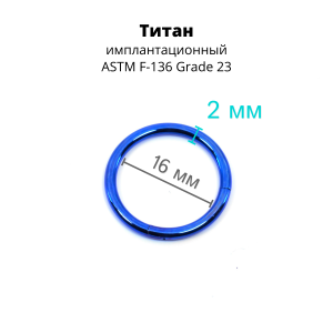 Кольцо сегментное 2,0 мм кликер. Титан, синее анодирование. HSEG12BLU