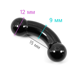 Интернал-банан 9 мм для пирсинга Принц Альберт, чёрное титановое покрытие. BNPBBK0C